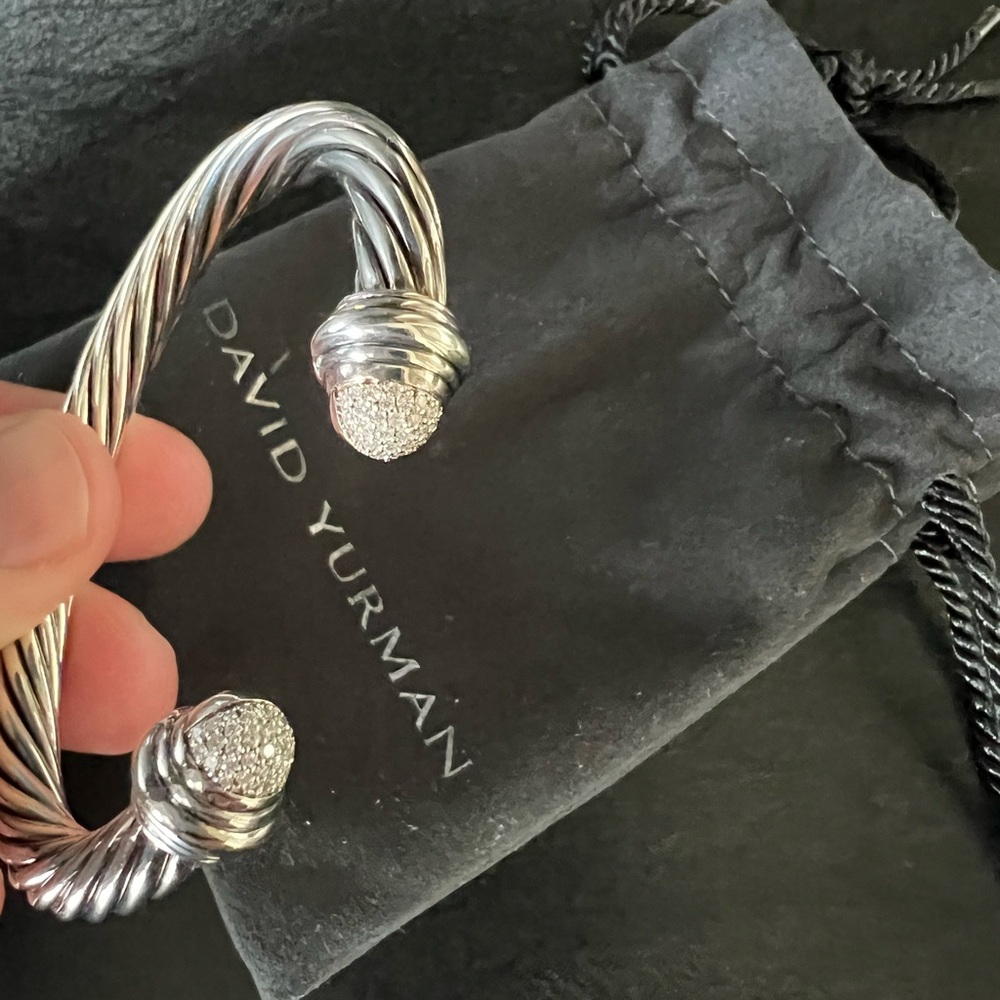 David Yurman Silver and Diamond Cable Cuff